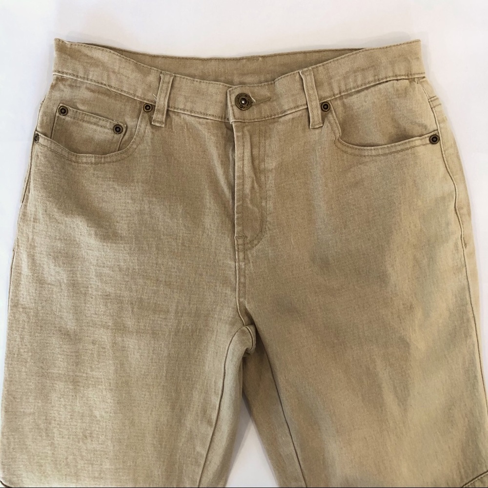 DG2 Diane Gilman Tan Stretch Zip detailed Jeans